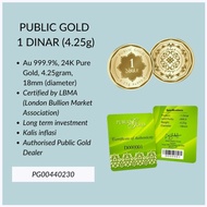 Public Gold 1 Dinar Emas 24K (4.25g) Au 999.9 with Gold Certificate