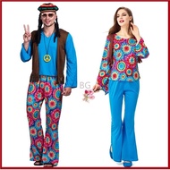 cod Adult Retro 60s 70s Hippie Love Peace Costume Cosplay Women Men Couples Halloween Purim Party Co