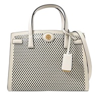 TORY BURCH 149265 菱格鏤空壓紋皮革兩用三層包.奶油白