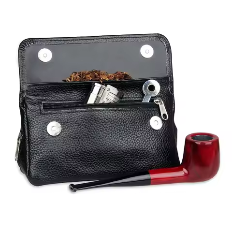 Genuine Leather Tobacco Pipe Bag Herb Tobacco Pouch Smoking Stash Bag Case Smoking Tobacco Pipe Stor