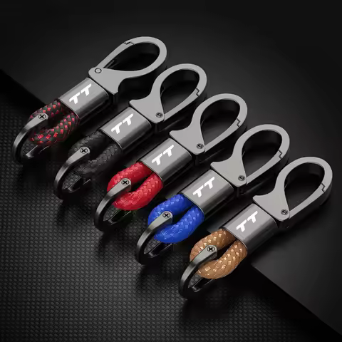 Metal Car Keychain Leather Rope Key Rings Keyring For Audi TT TTRS 8j 8n 8s mk1 2 3 S line Car Acces