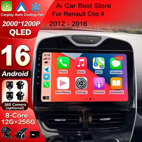 Android 16 For Renault Clio 4 BH98 KH98 2017 2016- 2019 2K QLED Android Car Radio Multimedia Video P