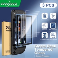 Goojodoq Steam Deck 3 Packs 9H Tempered Glass Screen Protector Film with Guiding Frame (Free Gifts)