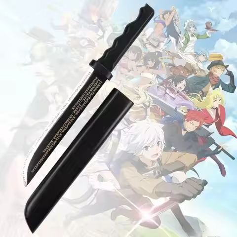 16in/41cm Bell Katana Dagger Anime DanMachi Hestia Sword Cosplay Prop Wooden Ninja Knife Real Size J
