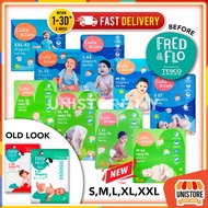 ❆Tesco FRED  FLO (LOTUS'S CUTE  CARE) Baby Diapers Tape Diapers Pants Bayi Lampin Pakai Buang SMLXL❦