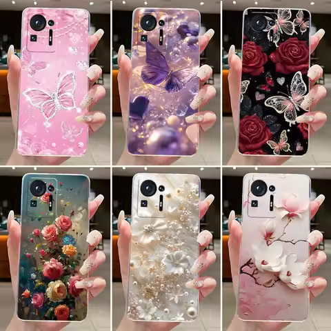 For Xiaomi Mi Mix 4 Cases Fashion Butterfly Flowers Ultra thin Clear Soft TPU Silicone Back Cover Fo