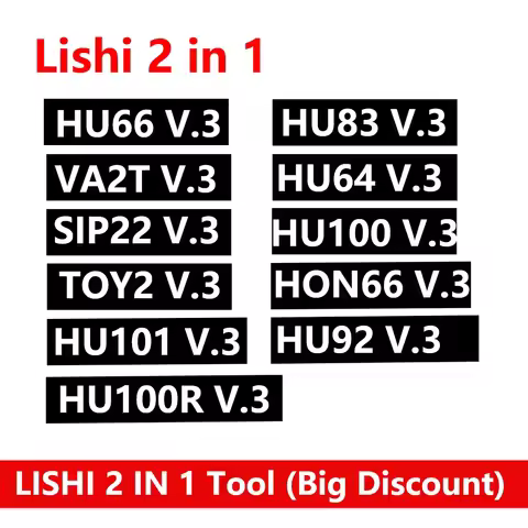 1pcs Lishi 2 in 1 HU100V.3 HU66 V.3 HU83 HU64 SIP22 HU92 HU100R VA2T HU87 HON66 TOY2 Track V3 HU101