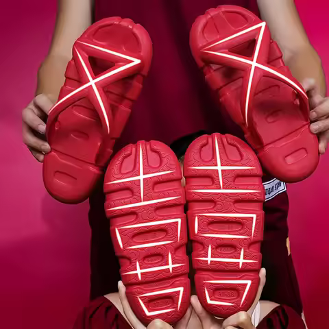 Wedding Slippers for Bride and Groom Non-Slip Soft Sole Red Couple House Shoes Luxury Wedding Party 