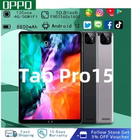 แท็บเล็ตใหม่ OPP0 Tab Pro15 10/12 นิ้ว Android 10 นิ้วเต็มหน้าจอหน้าจอขนาดใหญ่ Wifi 3G/4G/5G แท็บเล็ตซิมการ์ดแบบคู่เหมาะสำหรับเด็กเรียนรู้ TAB เกม