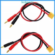 KOK Temps Resistant Silicone XT60 To 4 0mm Banana Connectors Wire 14AWG 30cm 2Pack For Fast Charging