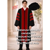 Premium University Graduation Gown Academic Regalia Cap Gown PHD  BACHELOR's MASTER's Convocation Go