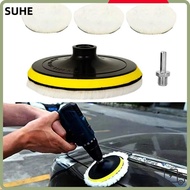 SUHE 5Pcs Car Polishing Pad Set, Flocking T-shape Car Waxing Sponge Disk, Durable 3/4/5/6/7 inch Woo
