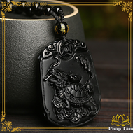 Mặt Dây Chuyền Long Quy Cõng Đại Tài Lộc Đá Obsidian Đen Cao Cấp - Pháp Tâm