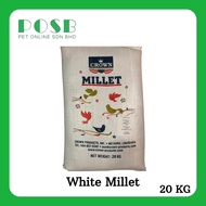 USA Crown White Millet 20kg (Grade A) / Bird Food / Makanan Burung / Sekoi Putih (UWM-20)