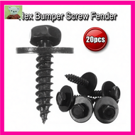20pcs M5 Screw Bolt Retainer Bumper Screw Fender Splash Seal Cover M5 x14.5mm Hex Screw Bolt Body Co