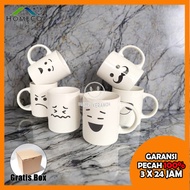 HOMECO 1pcs Mug 11oz Emoji Japanese Collection Gelas Emoji Transparan 325ML