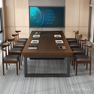 Large European Style Table Solid Wood Industrial Negotiation Board Table Conference Table Training T
