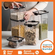 Food Jar Container Toples Kedap Udara Kotak Snack Kedap Udara Penyimpanan Bening Makanan Toples Keda