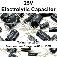 25V - 10uF 22uF 33uF 47uF 100uF 220uF 330uF 470uF 1000uF 2200uF 4700uF 10000uF - Aluminium Electroly