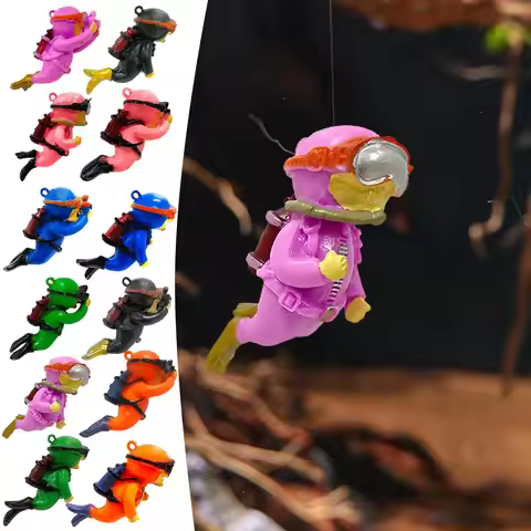 Fish Tank Decoration Creative Floating Diver Ornaments Set Blue Guy Figurines for Underwater Scenery