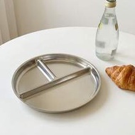 1pc/2pcs Stainless Steel Compartment Portion Control Plate, Divided Meal Plate, Weight Loss Plate Wi