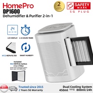 【H13 HEPA Filter】HomePro DP1600|Dehumidifier&Purifier 2-in-1/800ml/D |HEPA Filter|Negative Ion|3-pin