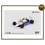 Toleman TG184 19 Ayrton Senna 1984 Monaco Grand Prix 2nd Place 1:64 scale MiniGT - MGT01118-BL - Car