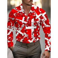 Men's Western Cowboy Shirt Long Sleeve Floral Button Vintage Top Loose Ethnic Shirt Cowboy Shirt Top