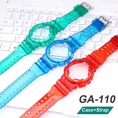 Strap + Case for Casio G-Shock GA-100/110/120 GD-100/110/120 GAX-100 GLS-100 Men Women Transparent S