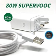 Original OPPO 80W SUPERVOOC Charger Set UK Flash Charger Adapter+Type-C Cable For OPPO A3x A5i A6 Pr