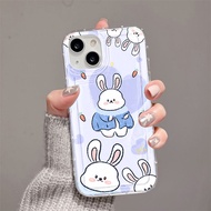 🔥INS🔥Rabbitเคส สําหรับ iPhone 15 Pro Max 11 Pro Max 14 13 12 Pro Max 7 8 Plus XR SE X XS 6 เคสไอโฟน ตลก เคสโทรศัพท์มือถือ สีชมพู เคสโทรศัพท์ สีเขียว เคสใส