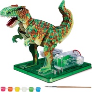 Electric T Rex Dinosaur Toys for Kids - DIY Dino Construction & Painting Kit - STEM Learning Toys fo