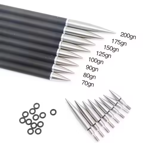 12Pcs 70-200gr OD 7.6mm Arrow Field Points Screw-In Arrowheads Target Practice for Hunting Accessori