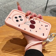 Case For OPPO Reno 12F 4G 12F 5G F27 5G Phone Cherry Silicone Strap