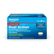 Dual Action Acetaminophen 250 mg and Ibuprofen (NSAID) 125 mg Tablets, 216 Count