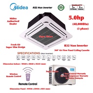 Midea R32 Ceiling Cassette Air conditioner 4hp / 5hp (Panel MCD-PANEL-04A1) R32 Non Inverter Ceiling Cassette Type