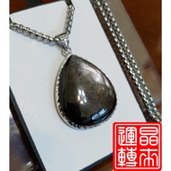 [Jinglai Run] Gold Luck Stone Pendant 13.7g 35.6mm * 26.6mm With White Steel Chain Purple Silver Wir