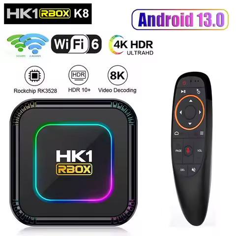 Smart TV Box HK1 RBOX K8 Android 13 RGB Light 4GB 64GB 128GB RK3528 WiFi6 BT 5.0 4K 8K Video Media P