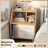 Funky Home-Wooden Elegant Bedside Table Nightstand Coffee Side Table with Drawer and Desk Shelves