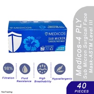 MEDICOS - 4PLY Adult Sub Micron Surgical Face Mask - 40PCS [Ready Stock]