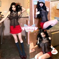 Yummy Shop (2968-NZ-XM) Low-Waist A-Line Skirt Serrated Tip Super Cute Tight-Fitting Embroidered Wit