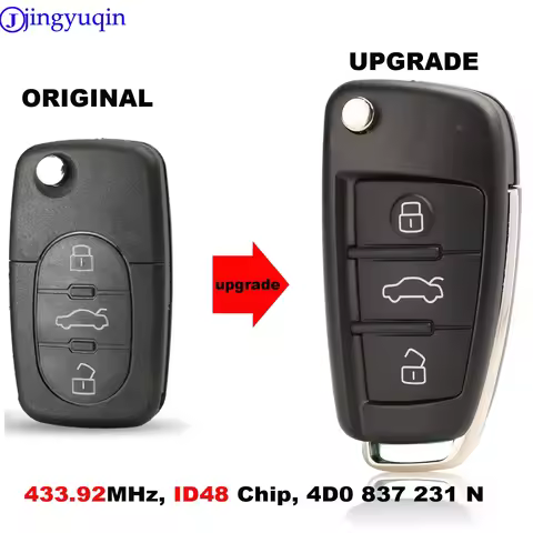 jingyuqin Remote Car Key For AUDI A3 A4 A6 A8 RS4 TT Allroad Quttro RS4 Car Control 433.92MHz ID48 4