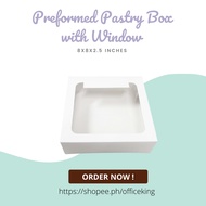 Preformed Pastry Box with Window 8x8x2.5 inches