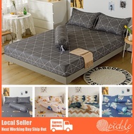 Qpickle R1 New Designs Fitted Bedsheet Set Single/Super Single/Queen Pillow case &amp; Bolster case included