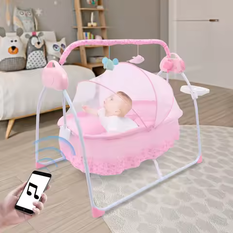 Electric Baby Crib Cradle, Baby Swing Bouncer, Infant Rocker, Seat Chair Bassinet, Remote Auto Swing