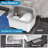 Dish Rack Drainer With Cover Dish Drainer Plastic Drain Basket Insect Proof Drainer Cabinet Kitchen Organize 瀝水碗筷盒