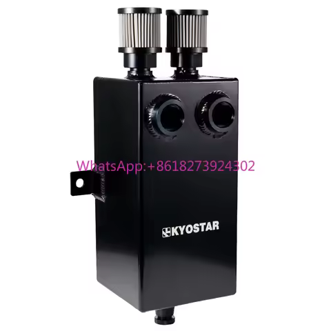 Universal Aluminum Black Diesel Drain Baffled Dual Twin Filter Breather 3L Oil Catch Can 12an