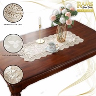 HOT🔥EMBROIDERED LACE/TABLE RUNNER/RUNNER FOR 4/6/8/10/12 SEATER-CREAM