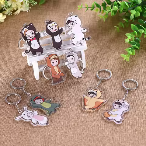 EXO Cartoon CHAN YEOL KeyChain Men XIU MIN Key Chain Women Acrylic Car Cosplay BAEK HYUN Key Ring Pe