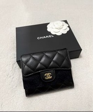 全新⚠️Chanel classic flap wallet 經典黑金牛皮三折短銀包